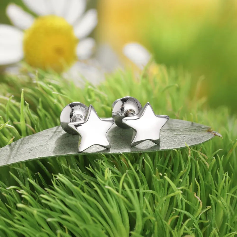 Silver Star Ear Studs