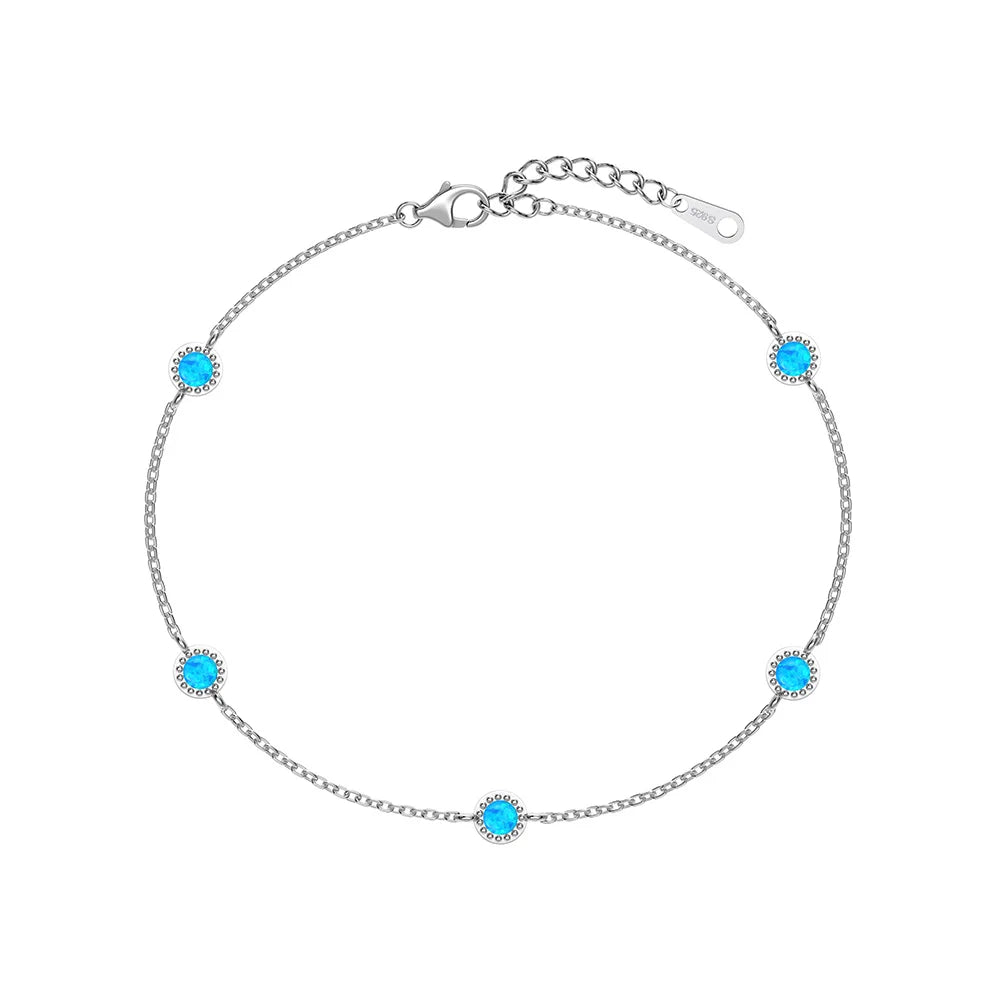 Silver Opal Round Cut Dots Chain Bracelet