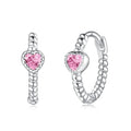 Silver Zircon Heart Cut Twisted Ear Hoops