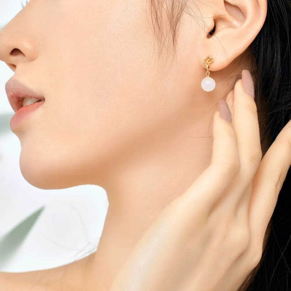 Silver Jade Clouds Drop Earrings