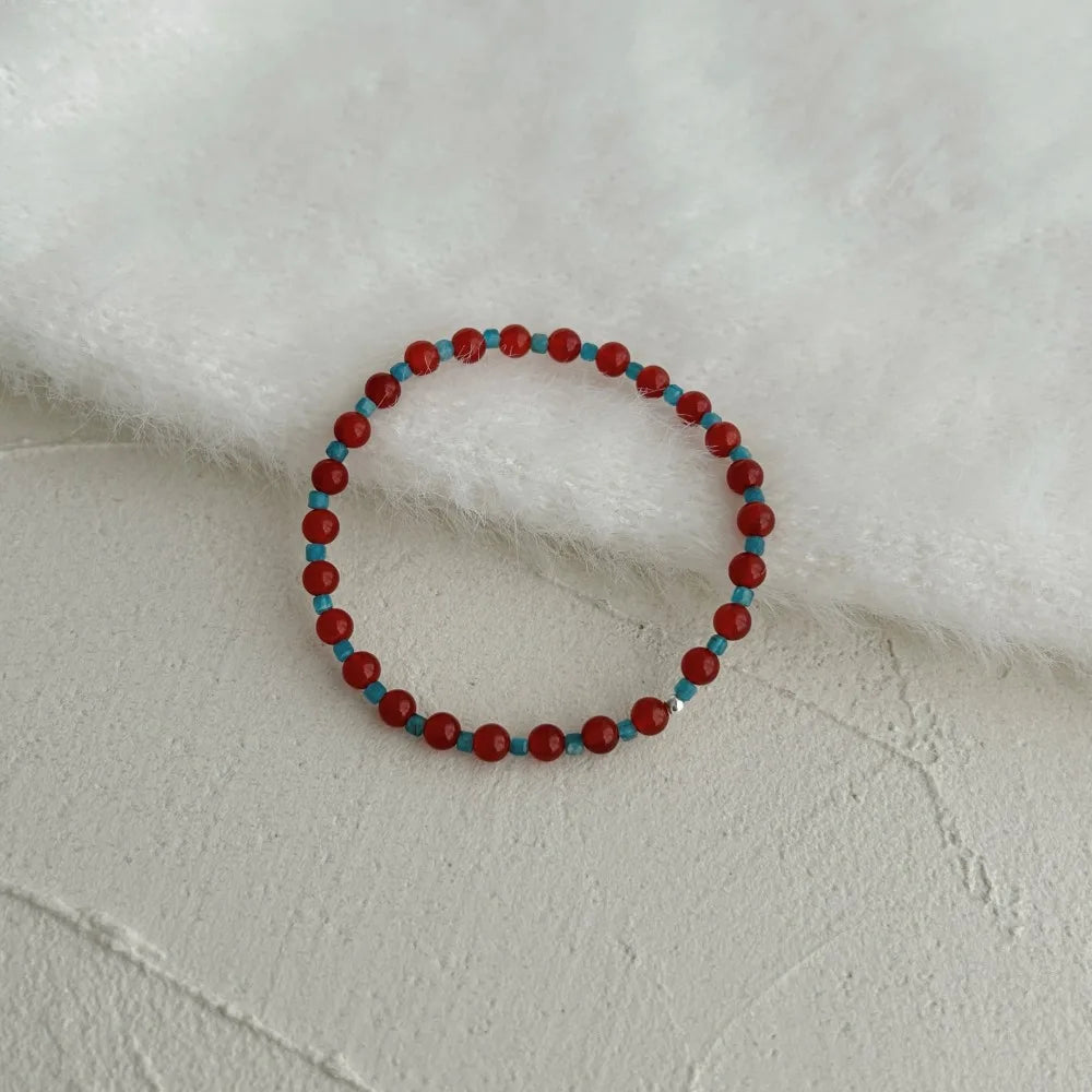 Silver Agate Round Cut Multi Shape Beaded Bracelet