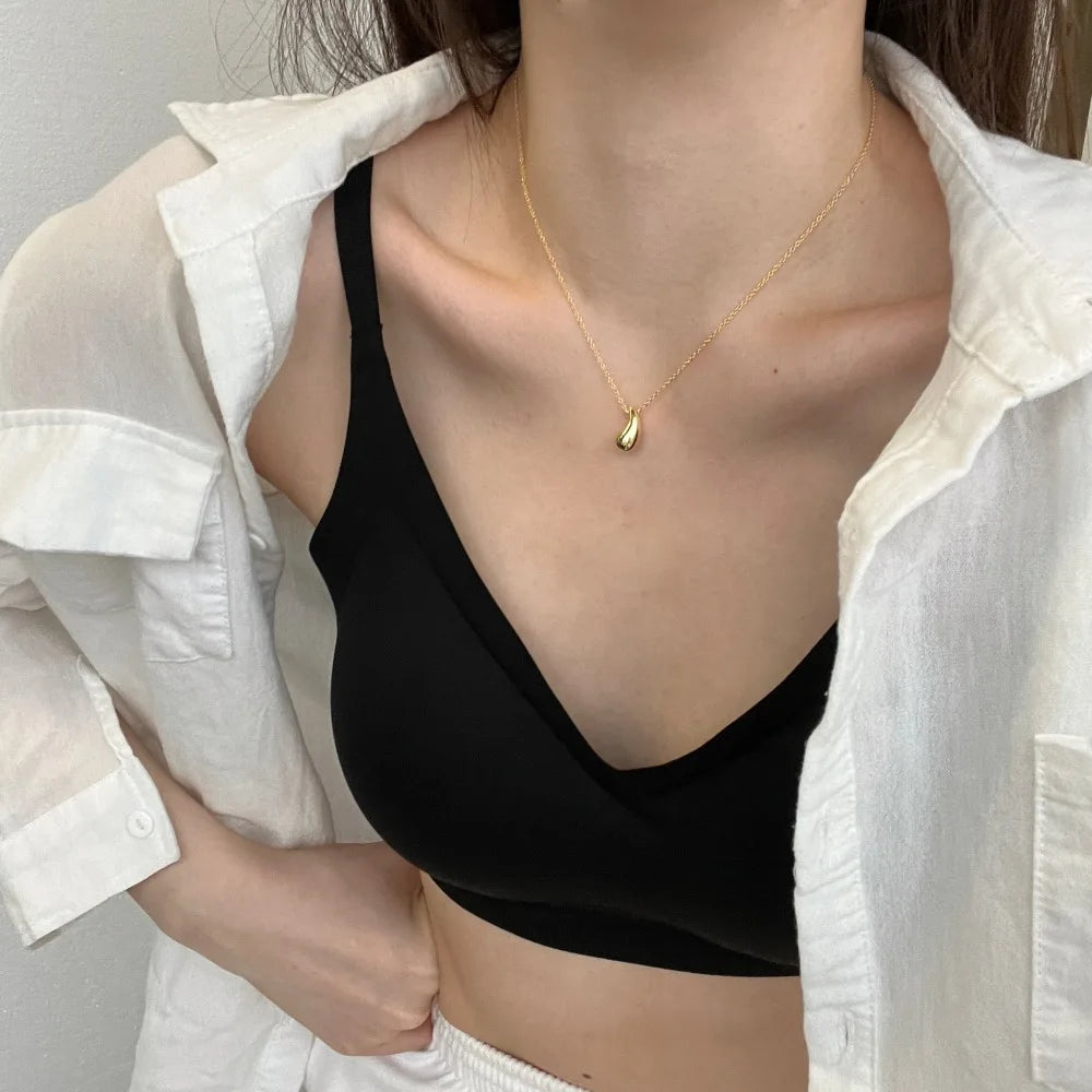 Silver Water Drop Pendant Necklace