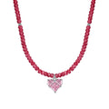 Silver Zircon Princess Cut Double Layer Beaded Necklace
