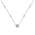 Silver Zircon Round Cut Halo Dots Pendant Necklace
