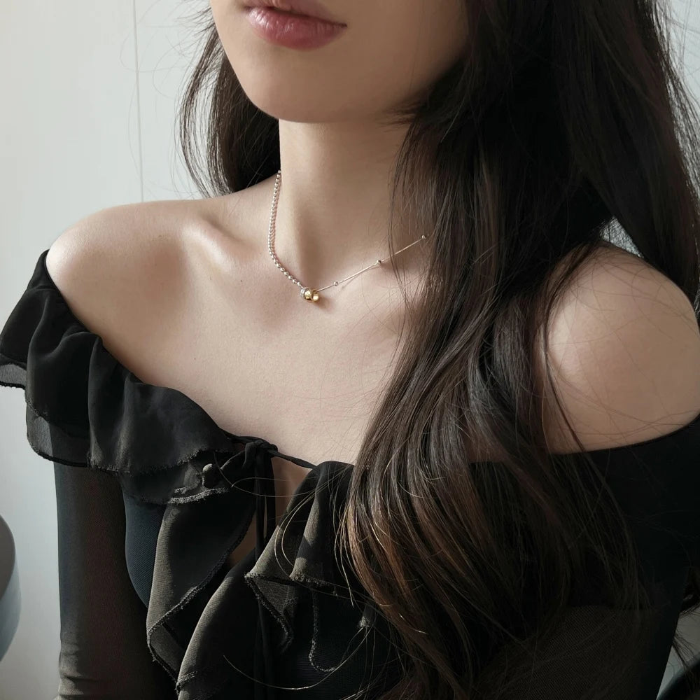 Silver Zircon Round Cut Duel Link Pendant Necklace