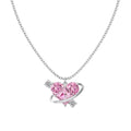 Silver Zircon Princess Cut Wrapped Heart Pendant Necklace