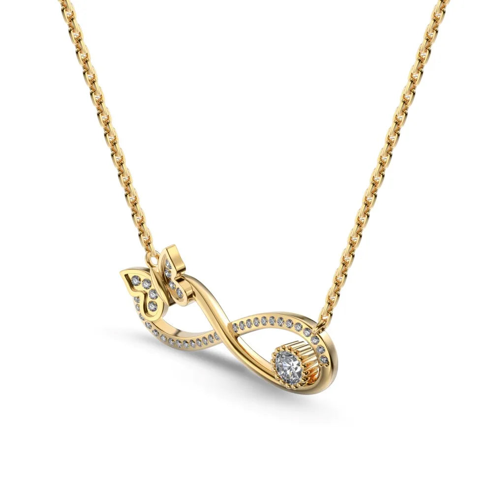 Silver Zircon Round Cut Infinity Bar Necklace