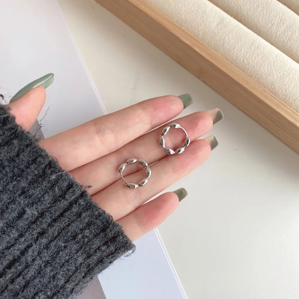 Silver Beaded Ear Hoops