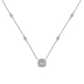 Silver Zircon Round Cut Pillow Pendant Necklace