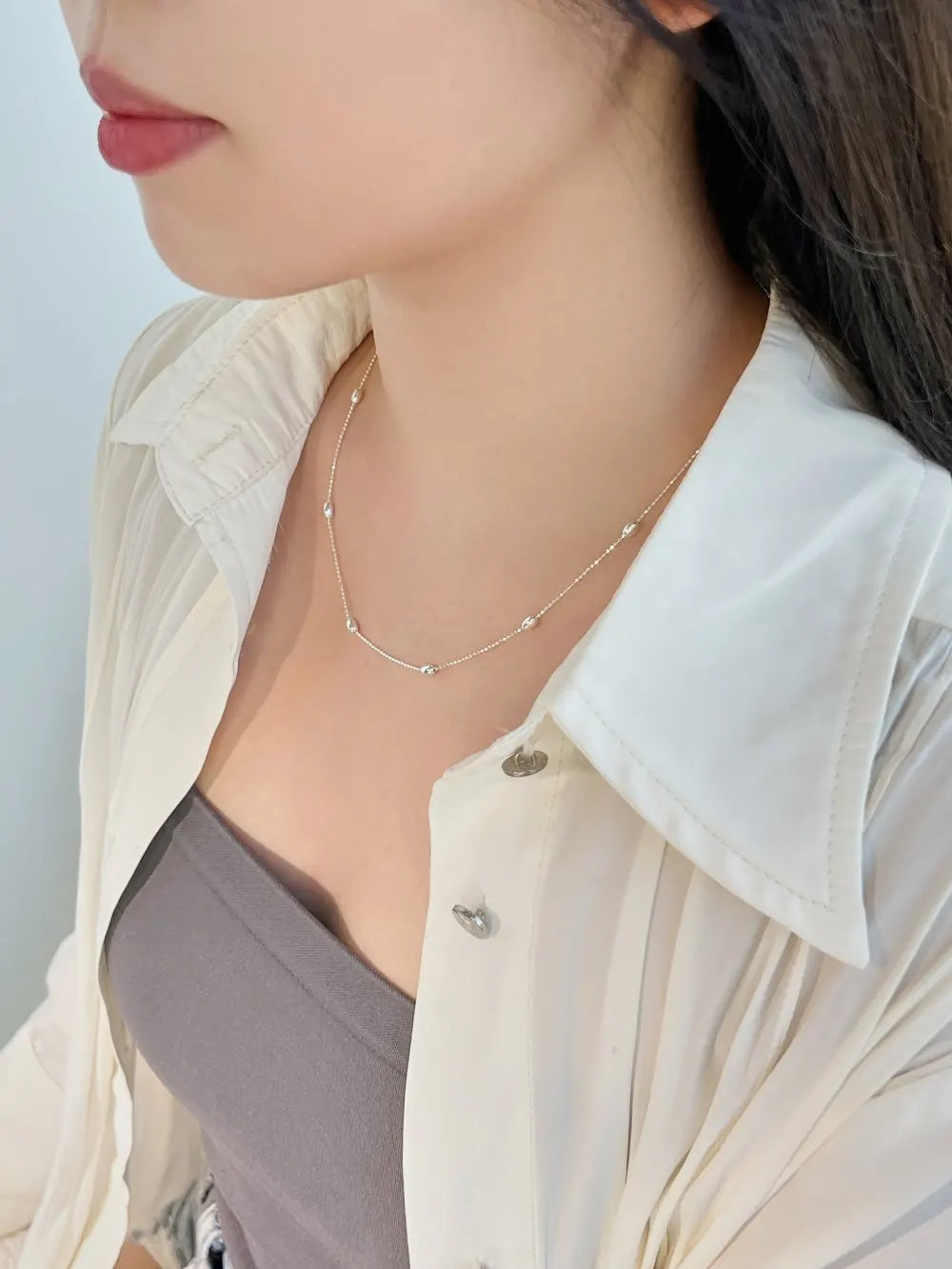 Silver Bangles Beaded Necklace