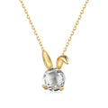 Silver Crystal Round Cut Bunny Pendant Necklace
