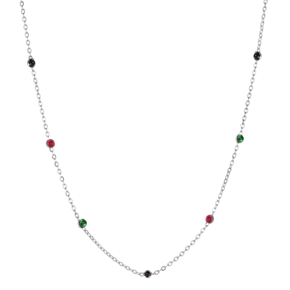 Silver Multi Layer Beaded Necklace