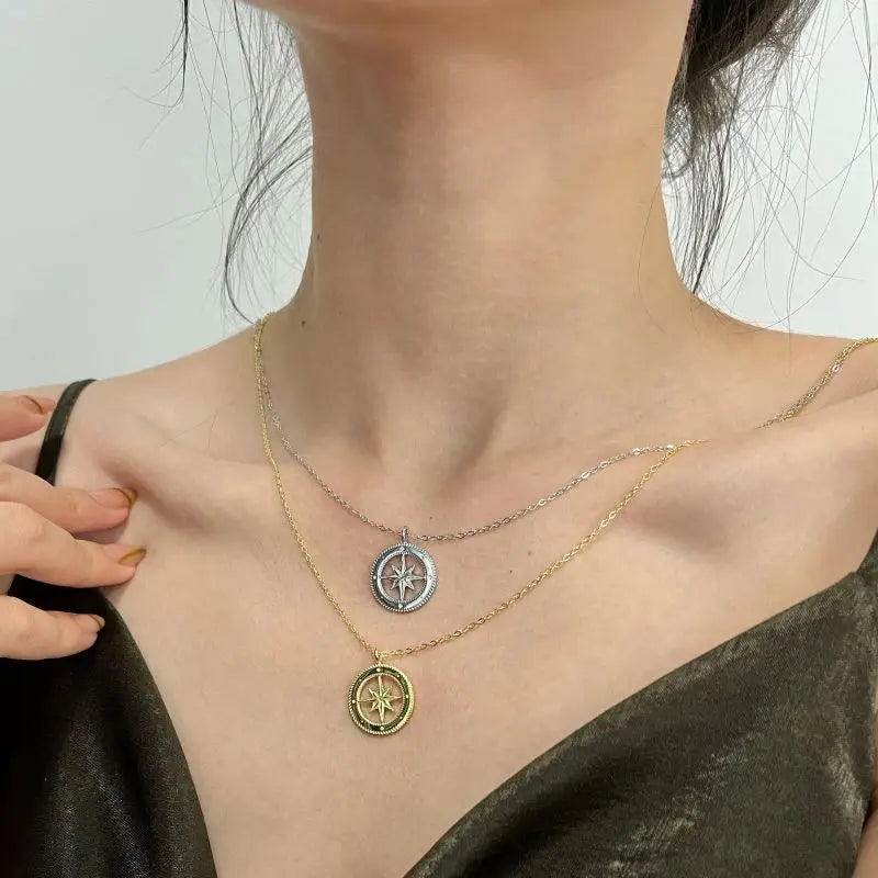 Silver North Star Pendant Necklace