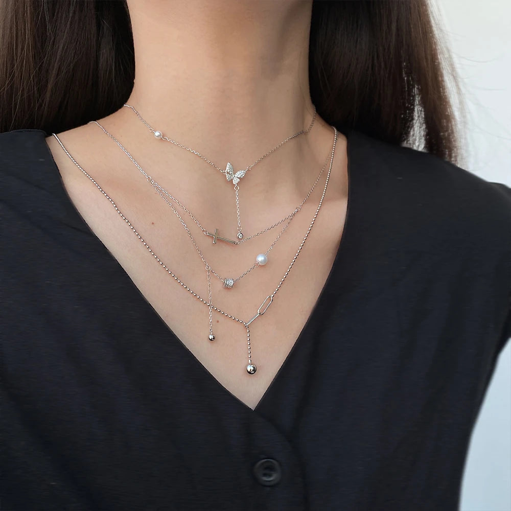 Silver Paper Clip Pendant Necklace