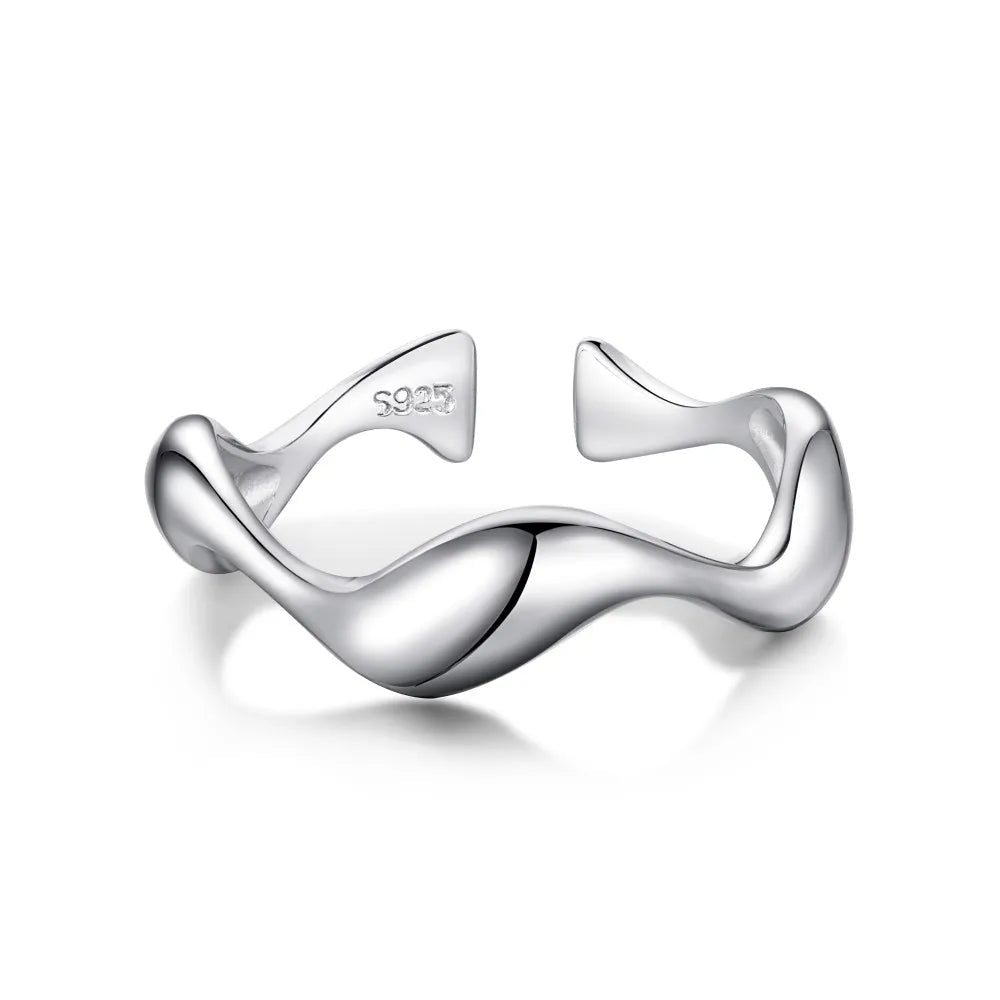 Silver Irregular Crossover Ring