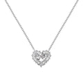 Silver Zircon Baguette Cut Iced Heart Pendant Necklace