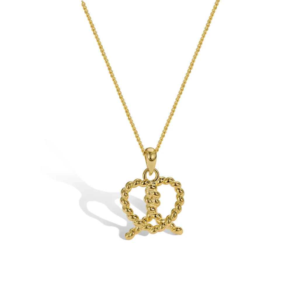 Silver Twisted Pretzel Pendant Necklace