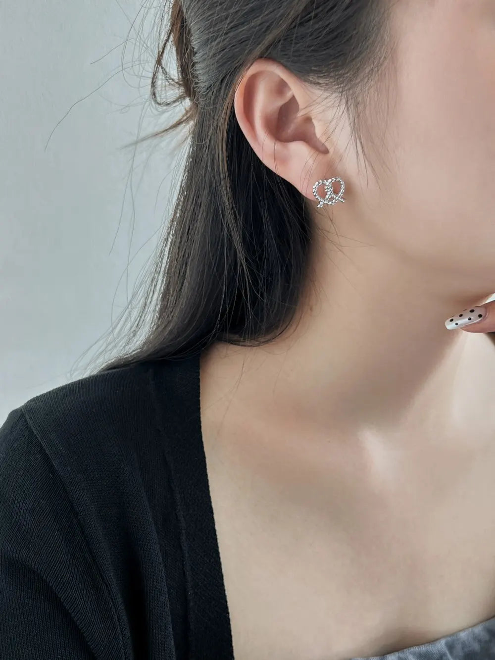 Silver Twisted Pretzel Ear Studs