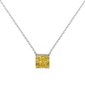 Silver Zircon Princess Cut Solitaire Pendant Necklace
