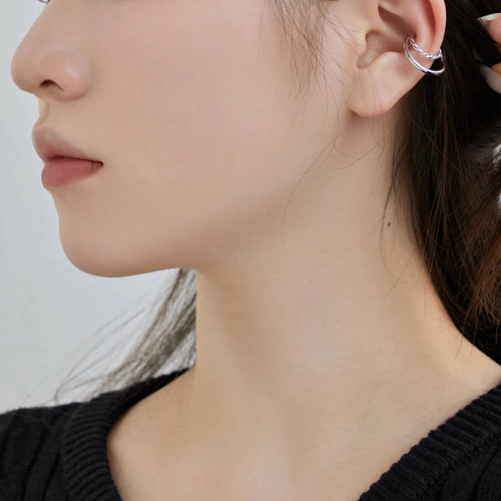 Silver Twisted Ear Cuffs