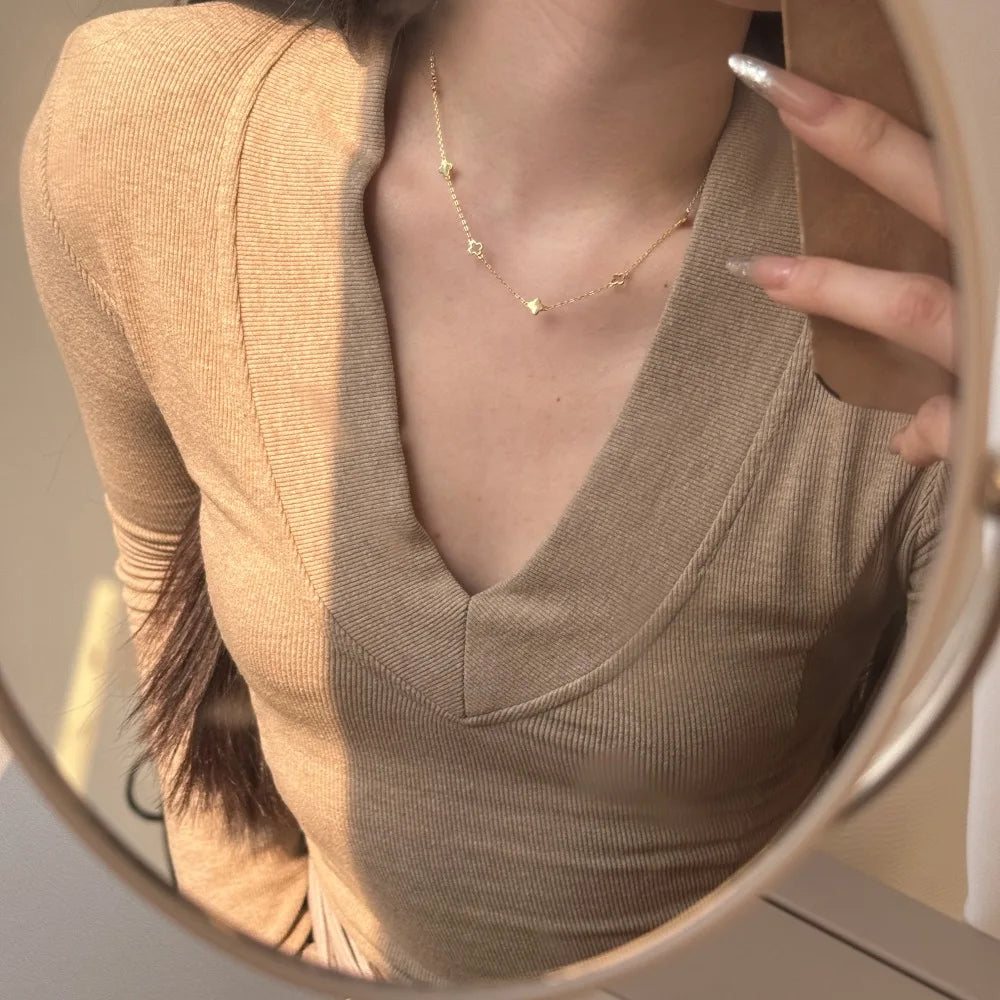 Silver Clover Chain Necklace