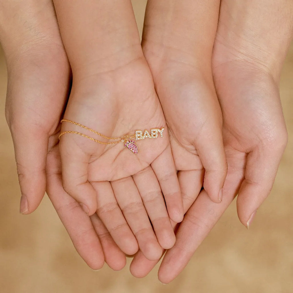 Silver Zircon Round Cut Child Pendant Necklace