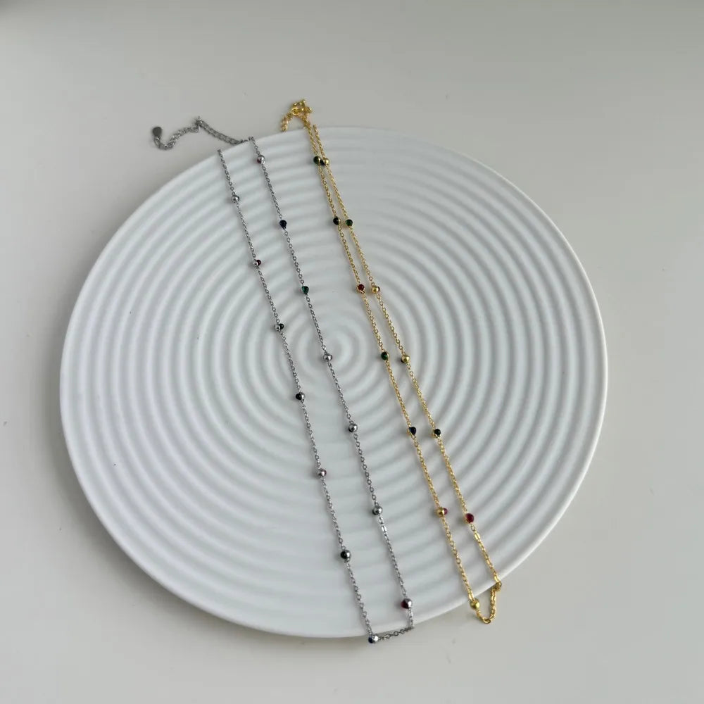 Silver Multi Layer Beaded Necklace