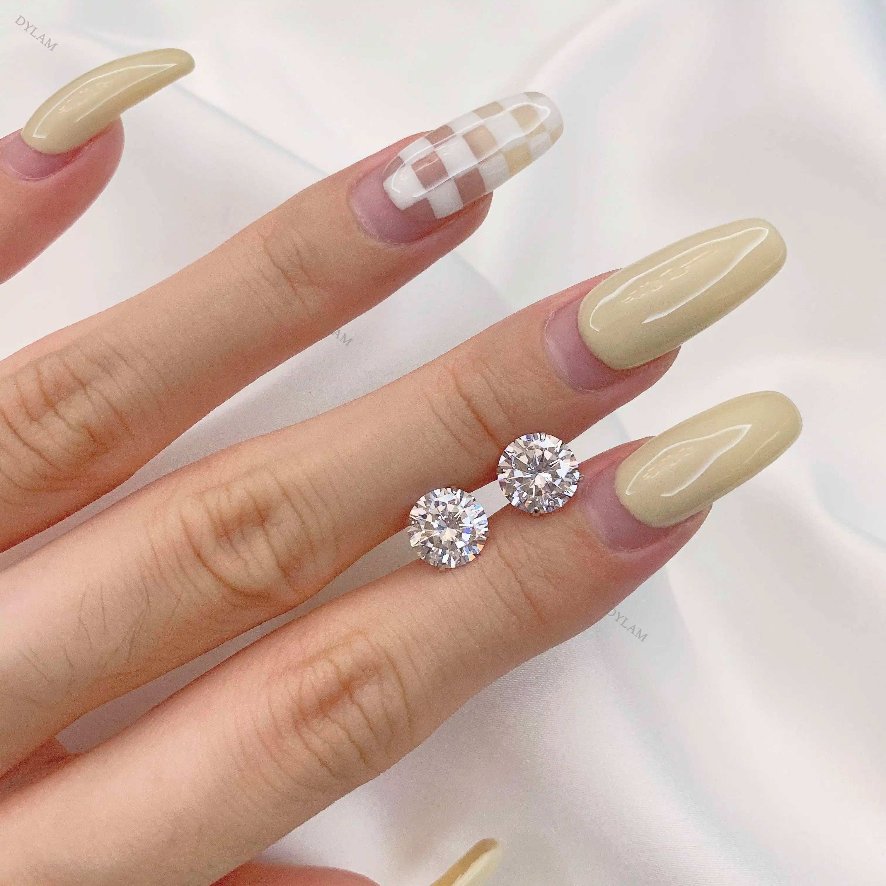 Silver Zircon Round Cut Wrapped Ear Studs