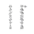 Silver Zircon Pear Cut Irregular Dangle Drop Earrings