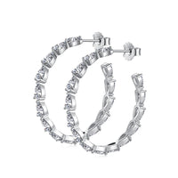 Silver Zircon Pear Cut Hook Inlaid Ear Hoops