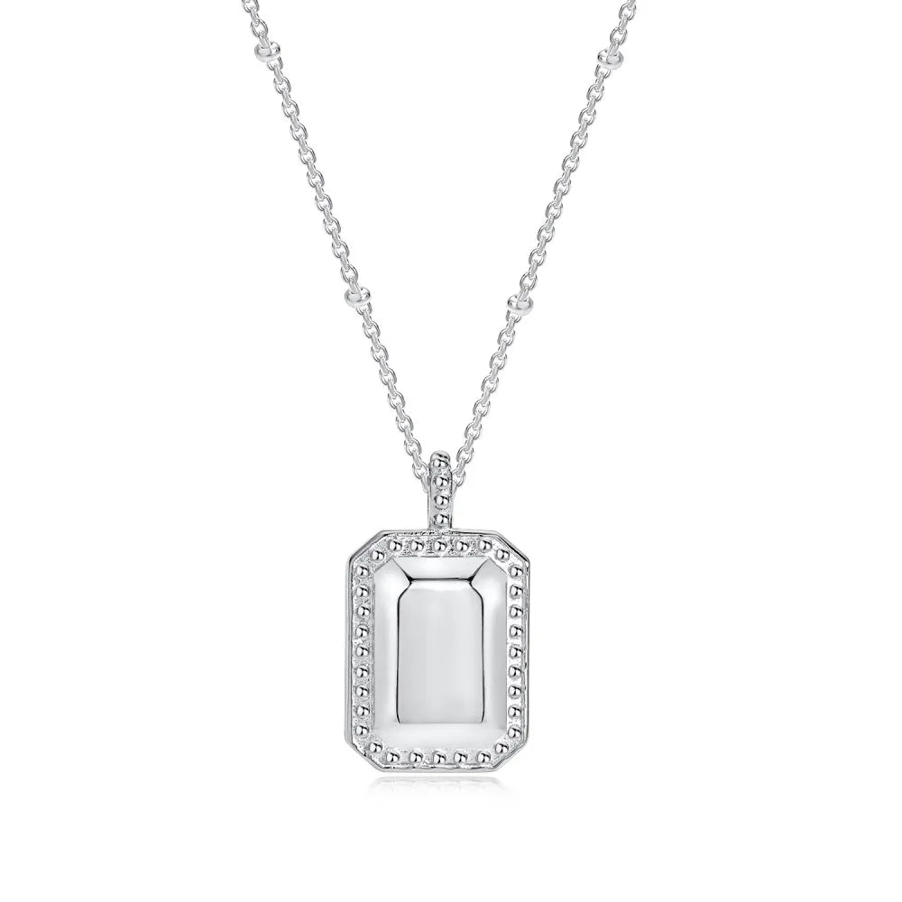 Silver Rectangle Pendant Necklace