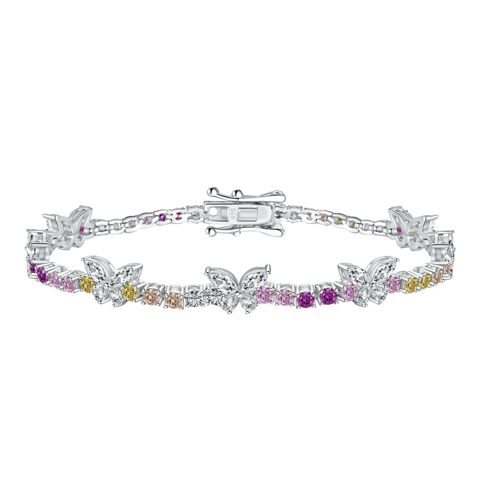 Silver Zircon Marquise Cut Butterfly Tennis Bracelet
