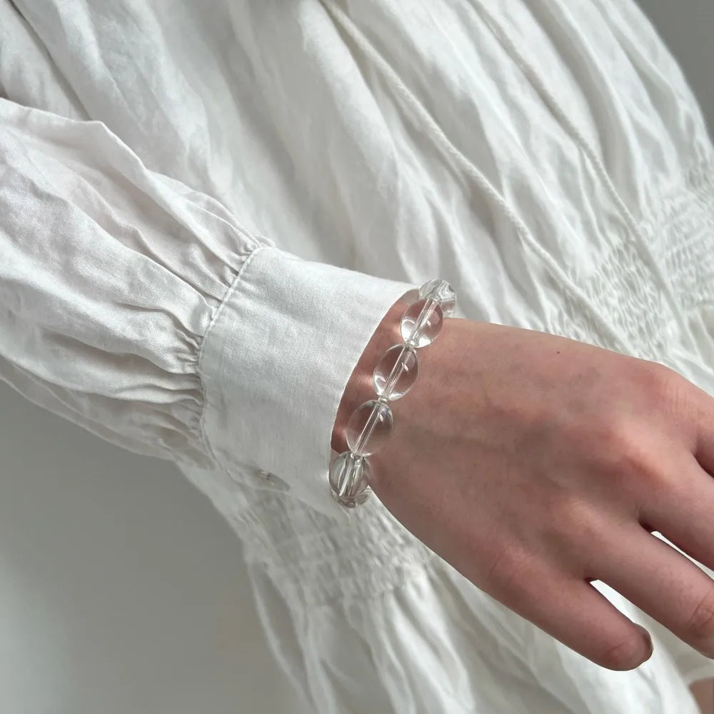 Silver Crystal Oval Cut Oval Beaded Bracelet