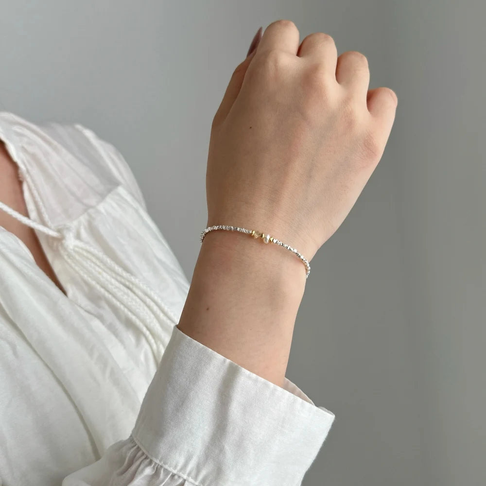 Silver Pearl Multi Shape Beaded Bracelet