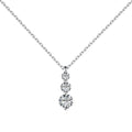 Silver Zircon Round Cut Dots Bar Necklace