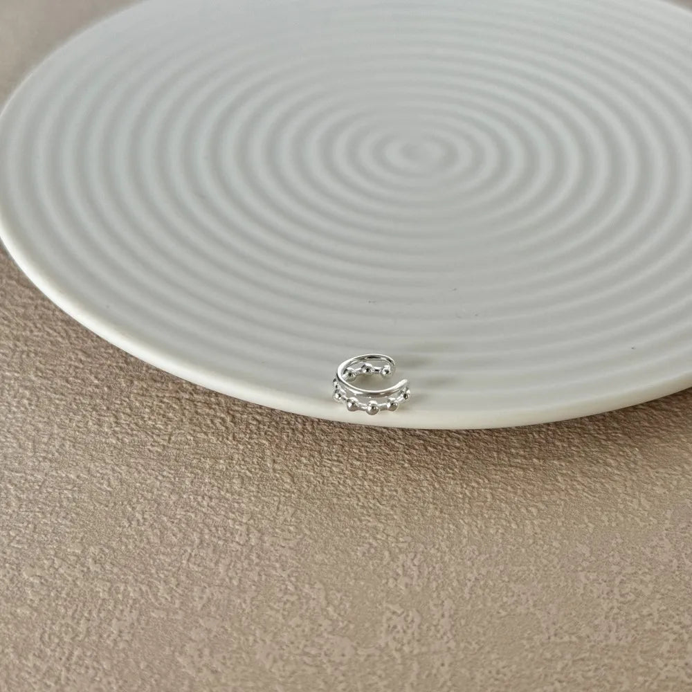 Silver Double Layer Ear Cuffs