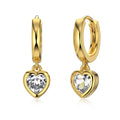 Silver Zircon Heart Cut Drop Huggie Earrings