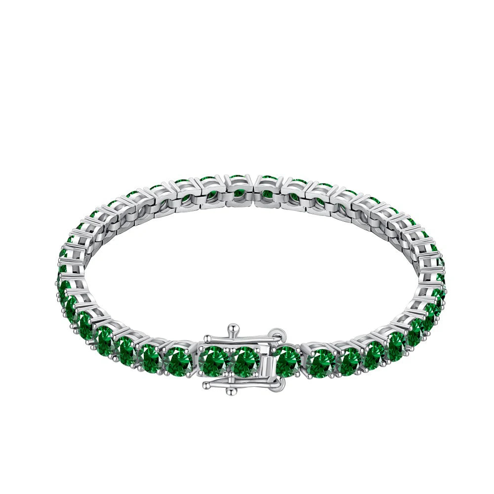 Silver Zircon Round Cut Box Tennis Bracelet