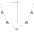 Silver Zircon Round Cut Heart Chain Necklace