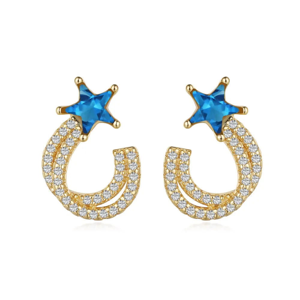 Silver Zircon Star Cut Iced Twisted Ear Studs