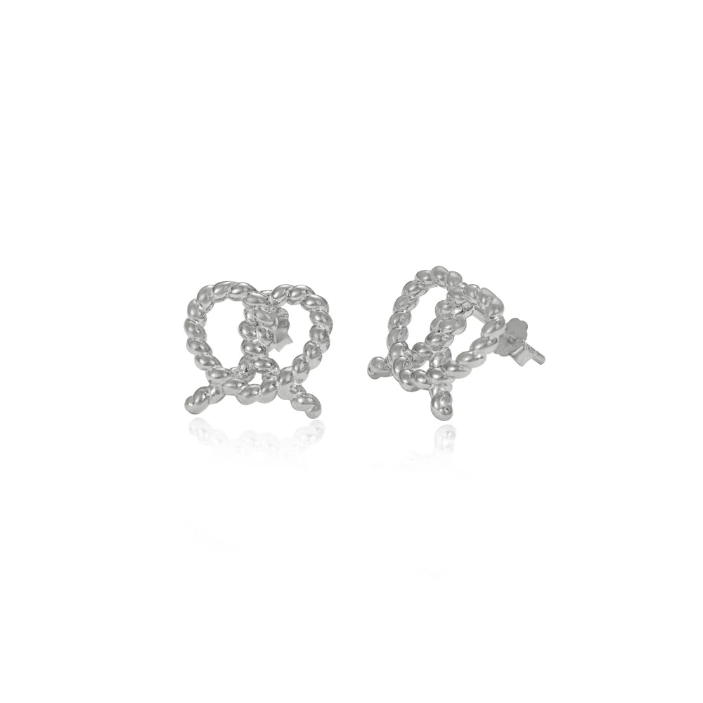 Silver Twisted Pretzel Ear Studs
