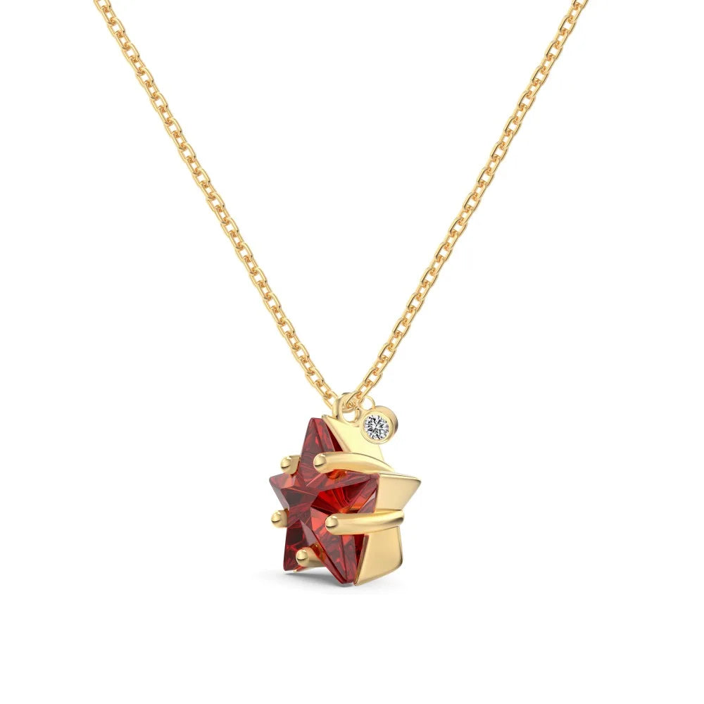 Silver Zircon Star Cut Single Pendant Necklace