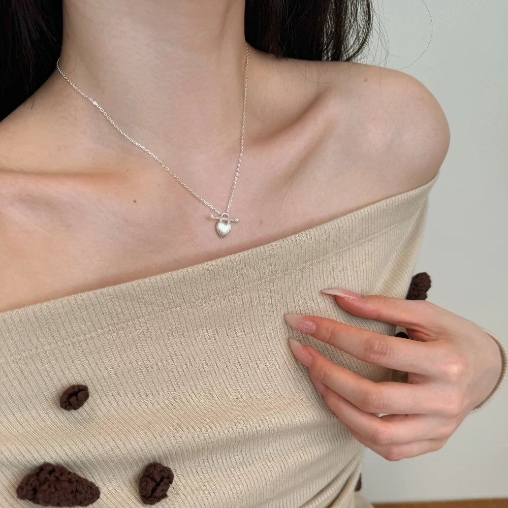 Silver Heart Lock Pendant Necklace