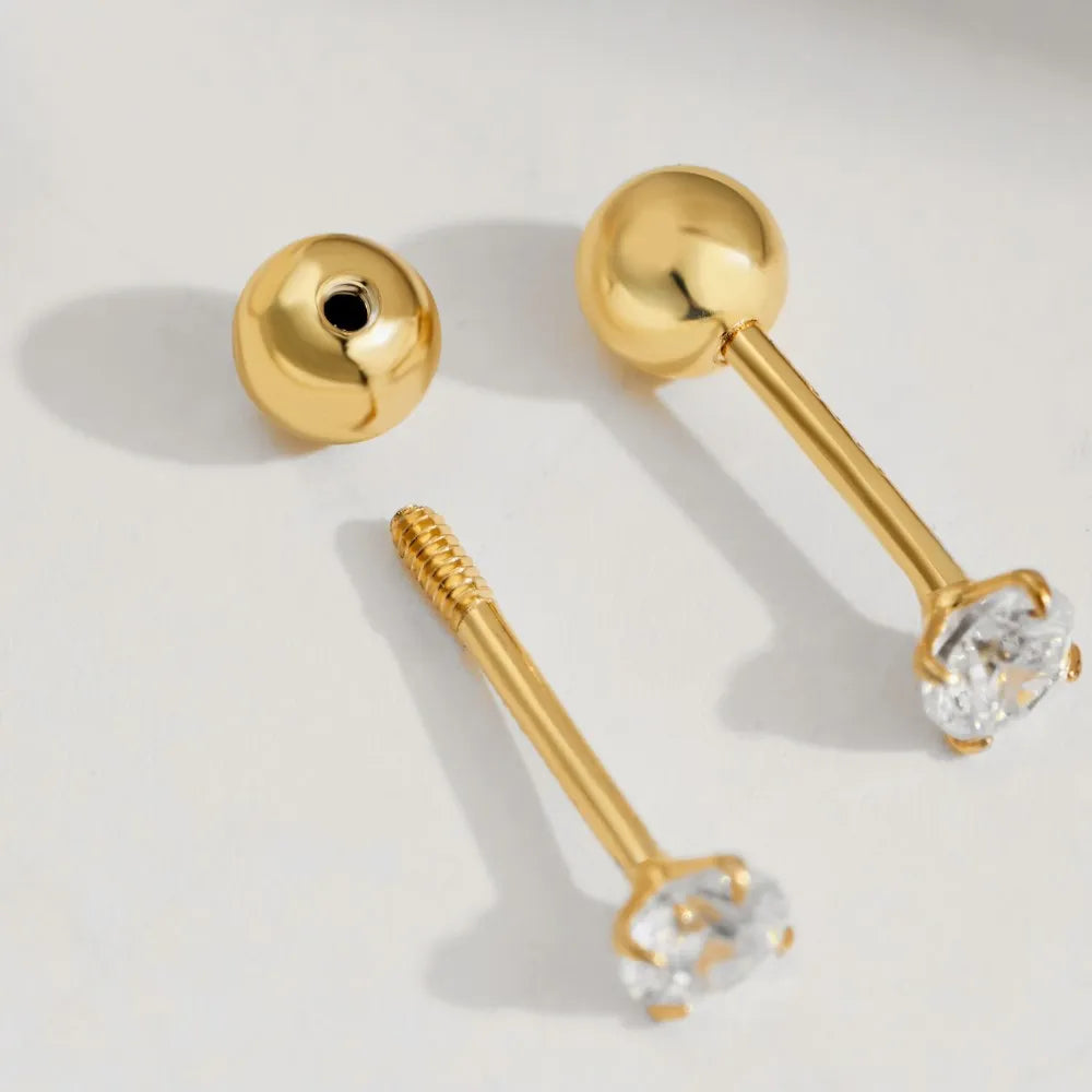 Silver Zircon Round Cut Dots Ear Studs