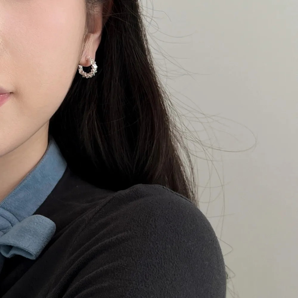 Silver Multi Shape Hook Ear Hoops