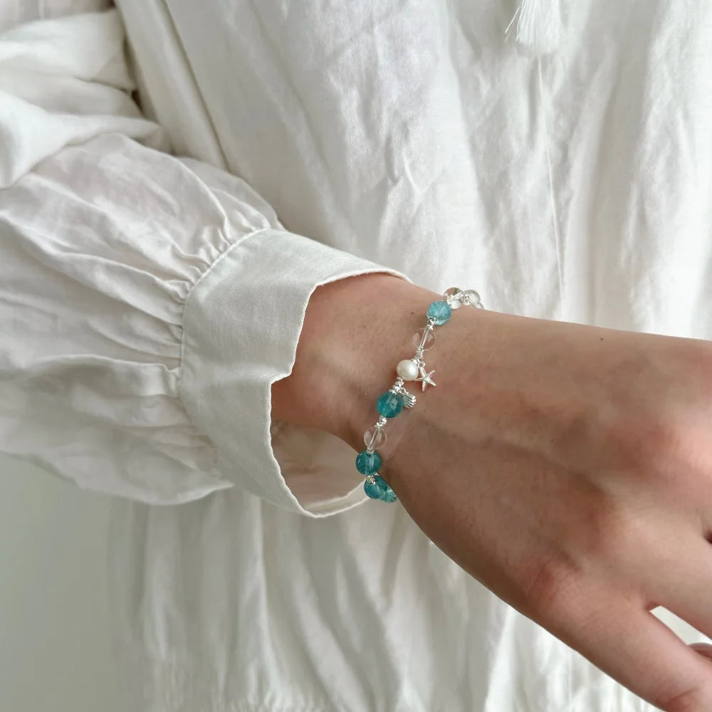 Silver Crystal Round Cut Classic Beaded Bracelet