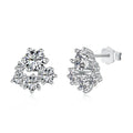 Silver Moissanite Round Cut Inlaid Ear Studs