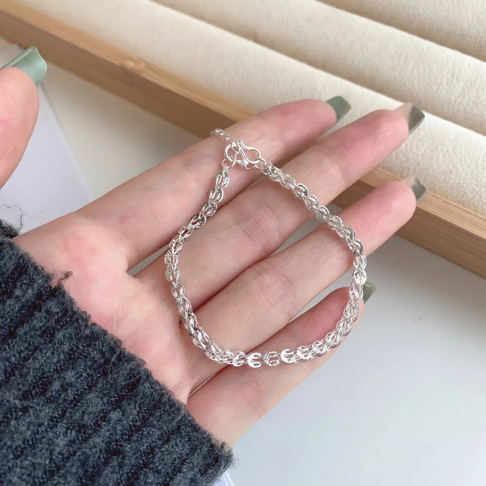Silver Twisted Link Charm Bracelet