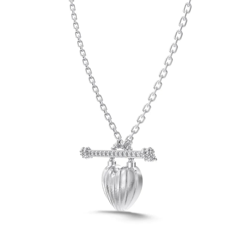 Silver Heart Lock Pendant Necklace