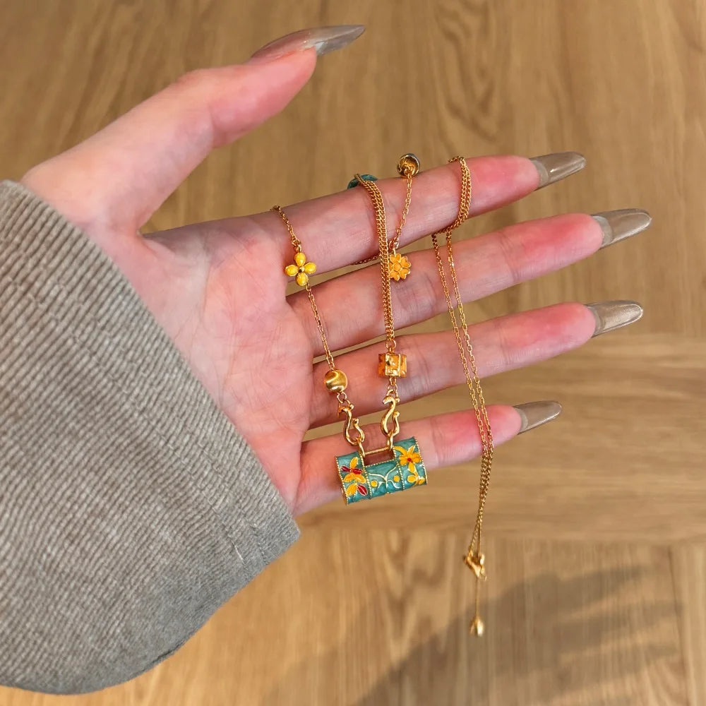 Silver Longevity Lock Pendant Necklace